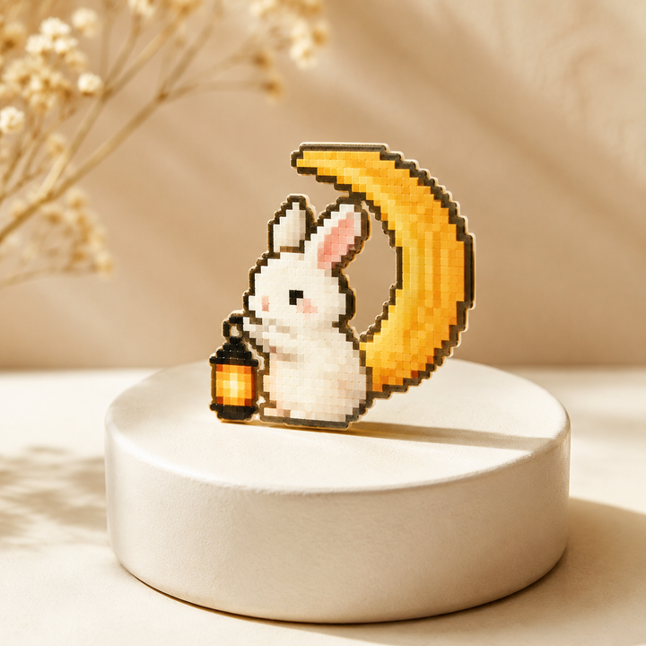 Moon Rabbit Gift Tag finished bead piece