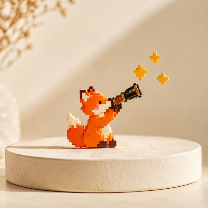 Stargazing Fox Desk Magnet finished bead piece