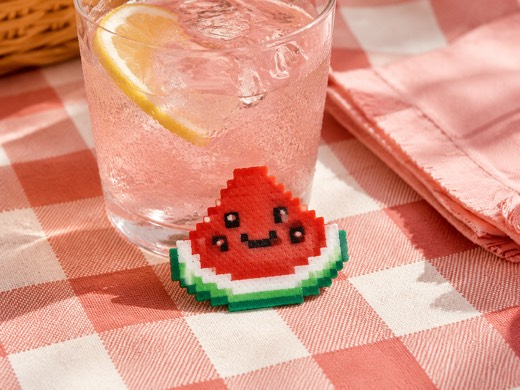 Watermelon Picnic Coaster finished fuse bead piece and project scene