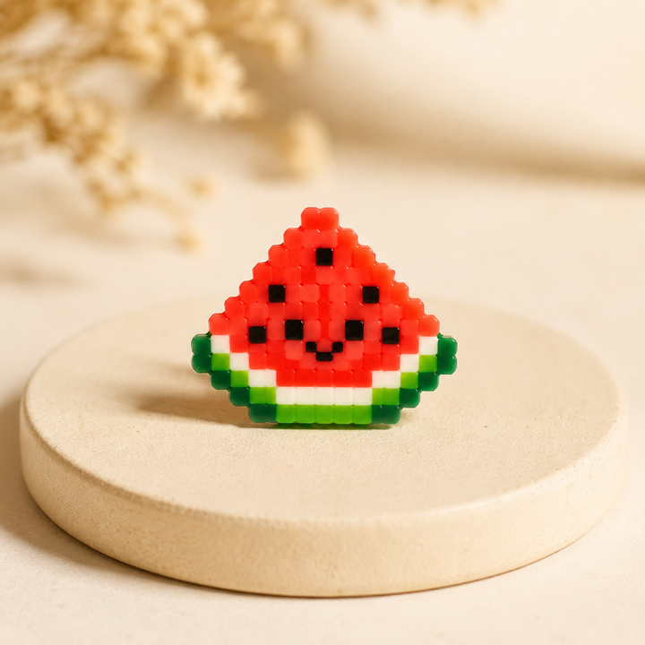 Watermelon Picnic Coaster finished bead piece