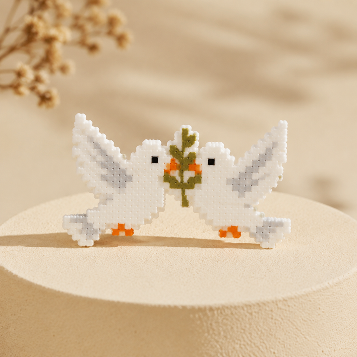 Wedding Dove Pair Keepsake finished bead piece